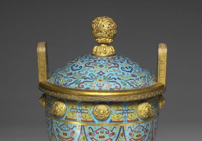 图片[2]-Copper ding-shaped incense burner in cloisonne enamels, Qing dynasty, Qianlong reign (1736-1795)-China Archive